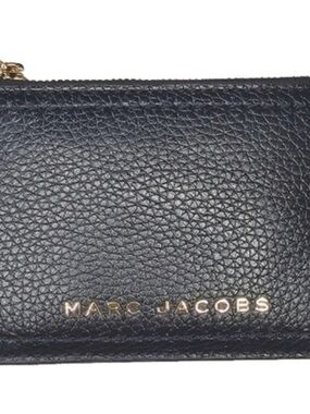 Marc Jacobs Black Leather Zip Pouch with Gold Hardware